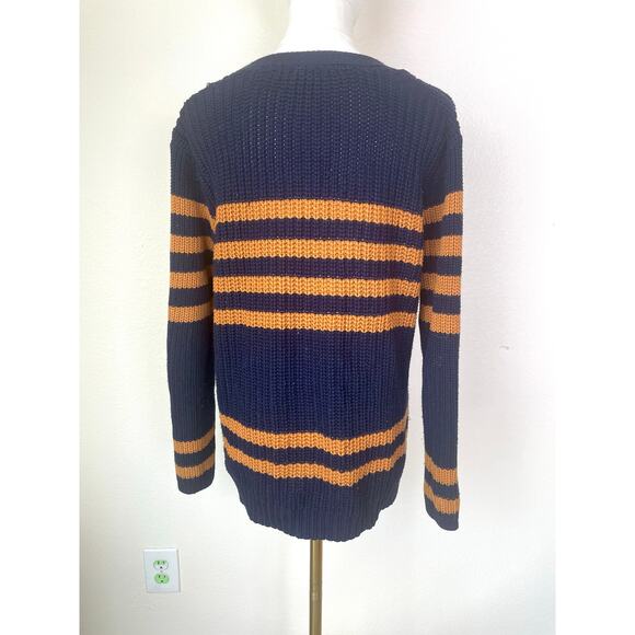 Womens Cardigan Sz L Striped Oversized Grandpa Chunky Fisherman Preppy Grunge - Picture 11 of 12